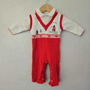 Vintage 1970-80 A Little Angel Original One Piece Nautical Lighthouse Boats 6-9m